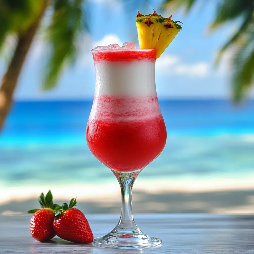 Miami Vice Drink Recipe: How to Layer This Tropical Frozen Favorite 5 Pouring strawberry daiquiri layer into a Miami Vice Drink