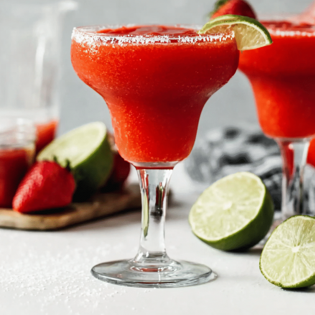 Strawberry Margarita Recipe: 5 Simple Steps for a Refreshing Summer 5 frosty strawberry margaritas lime garnish